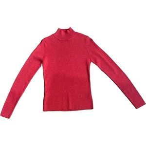 Marisa Christina Sparkly Metallic Red Mock Neck Small